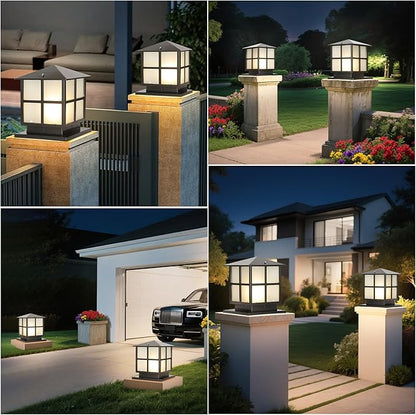 SLAWA Outdoor Post Lights Fixture, Modern Yard Entry Outdoor Column Lights with Aluminum Housing, Patio Pillar Lights Outdoor with Tempered Glass, IP65 Waterproof