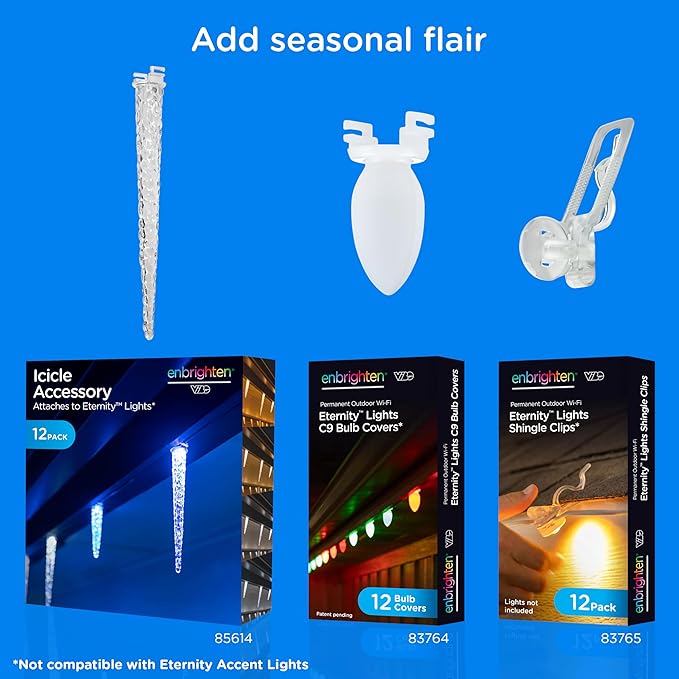 Enbrighten Vibe Eternity Permanent Outdoor Lights, 50ft, 36 RGBWIC LEDs, Smart Everyday Accent Lights, IP67 Waterproof, Compatible with Alexa, Google Home, Black, 82729