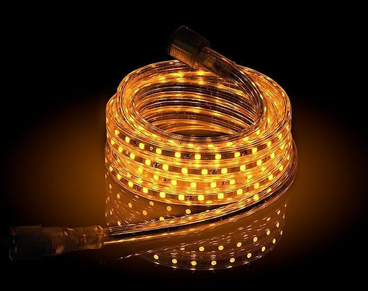 CBConcept UL Listed, 30 Feet, Super Bright 8100 Lumen, Yellow, Dimmable, 110-120V AC Flexible Flat LED Strip Rope Light, Commercial Grade, Indoor Outdoor use, Ready to plug n shine