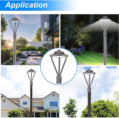LED Post Top Light 30/50/75W Adjustable 9750 LM 3000/4000/5000K LED Circular Area Light Outdoor Pole Lights with Photocell, IP67 Parking Lot Lights Fixture Commercial Lighting, 100-277V ETL&DLC Listed