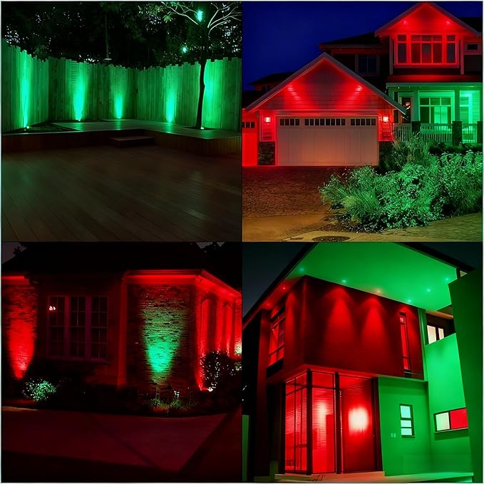 Red Green MR16 LED Bulb，50W Halogen Equivalent,5W MR16 GU5.3 12-36V AC&DC Spotlight Bulb,38° Beam Angle for Landscape,Dimmable,12-Pack Mix.