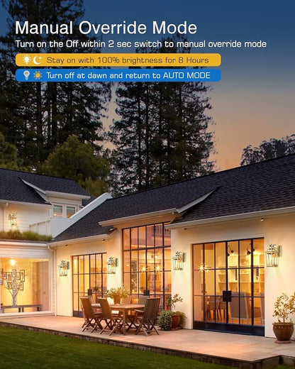 VIANIS Outdoor Wall Lights Lantern, 2 Pack Gold Motion Sensor Proch Light, Dusk to Dawn Weather Resistant Exterior Lights for House Sconce, Waterproof Garage Lights with Clear Glass Shade