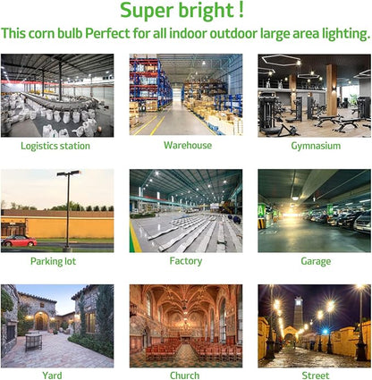 120Watt Led Corn Light Bulb,E39/E40 mogul Base,5000k Daylight,110 to 277V,15600lm,CFL HID 400W Metal Halide Replacement For Commercial/Industrial High bay lighting GYM,Parking lot,Factories(2-Pack)
