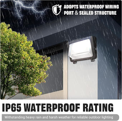 150W LED Wall Pack with Photocell Dusk to Dawn 5000K Waterproof Commercial Outdoor Light Fixture 22500lm 120-277V Equivalent,Energy Save Flood Lights for Building,Yard,Warehouse,Garage-4pack