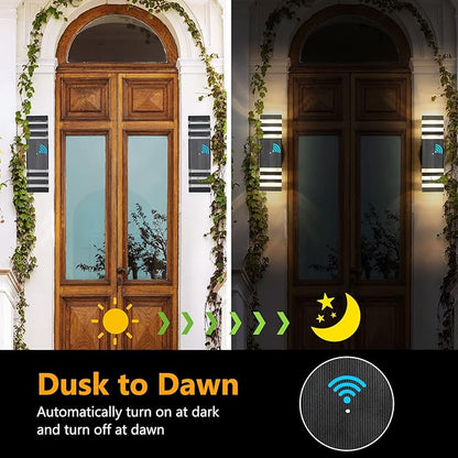 tewei 1 Pack Dusk to Dawn Outdoor Wall Lights Fixture, Up and Down LED Outdoor Wall Sconce Porch Lights, IP65 3000K Warm White Matte Black Exterior Lights for House Garage Front Porch