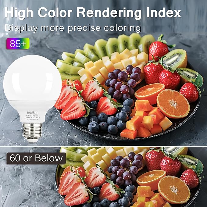 G25 LED Round Vanity Light Bulbs for Bathroom, 40W Equivalent, Cool White 4000K, E26 Base Globe Light Bulbs, 600LM, Non-Dimmable, 12-Pack