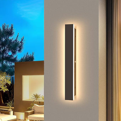 Long Porch Wall Lights 24 Inch Black Outdoor Wall Light 3000K Modern Linear Porch Wall Sconce Waterproof Anti Rust Outdoor LED Linear Lighting Fixtures for Patio Garage Swimming Pools