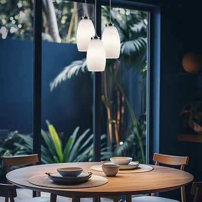 Kira Home Coast 9" Modern Oval Mini Pendant Light + White Frosted Glass Shade, Brushed Nickel Finish, 2-Pack