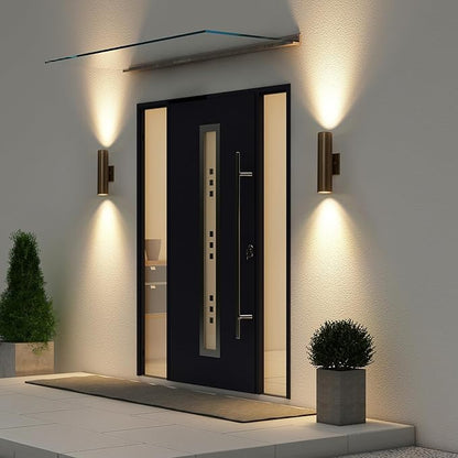 Modern Outdoor Wall Light 11.8" Integrated LED Cylinder Up and Down Outdoor Lights, 2-Light Exterior Lighting Fixtures for House Patio Front Porch Garage