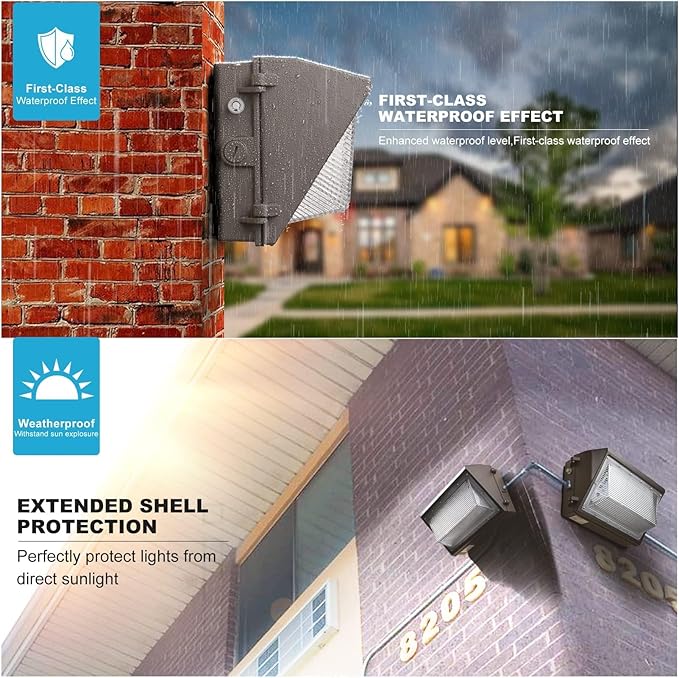 Lightdot 8Pack 70W LED Wall Pack Lights, 100-277v Off Dusk to Dawn Photocell, 10500Lm(150Lm/W) 5000K IP65 Outdoor Exterior Lighting for Garage,Warehouse,Yard,Building,Factory,ETL