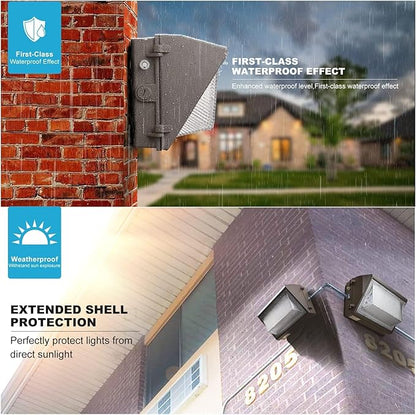 Lightdot 8Pack 70W LED Wall Pack Lights, 100-277v Off Dusk to Dawn Photocell, 10500Lm(150Lm/W) 5000K IP65 Outdoor Exterior Lighting for Garage,Warehouse,Yard,Building,Factory,ETL