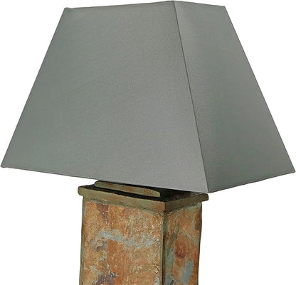 Sunnydaze 24" Outdoor Table Lamp - Weather-Resistant Natural Slate Light for Indoor or Outdoor Use - Gray Cotton Lampshade - Stone