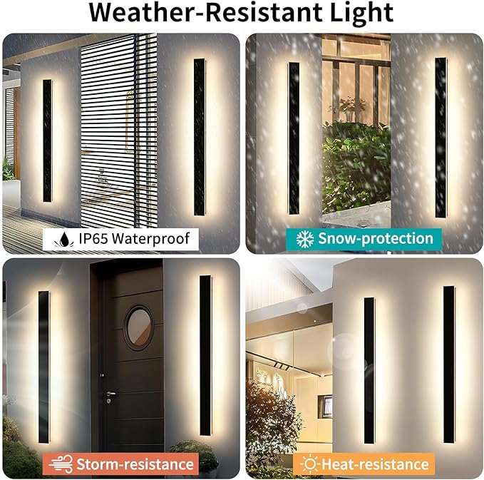 Mikeru 57inch Long LED Light Fixtures, 3000k Exterior Wall Sconces, Acrylic Invisible Exterior Wall Light for Porch Modern Outdoor Wall Mount Lighting for House Porch Patio Garage