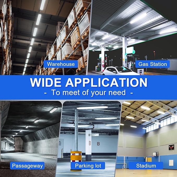 40W LED Linear Strip Lights, 4FT LED Shop Light, 5200LM 5000K 0-10V Dimmable Commercial Indoor Shop Ceiling Lights Fixture for Workshop, Garage, Office, AC100-277V DLC & ETL Listed (4 Pack)