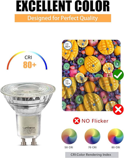 Lumiverse 120 Pack GU10 LED Bulb, Non-dimmable 4W (35W Equivalent) 100 Degree Flood Beam 2700K Soft White, Halogen Replacement for Kitchen, Living Room, Bedroom