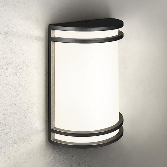 ASD 10 Inch LED Outdoor & Indoor Wall Mount Light Fixture - Matte Black Modern Wall Sconce Lighting - 15W 120-277V 3000K 4000K 5000K Adjustable Dimmable Front Door & Patio Exterior Lights - ETL