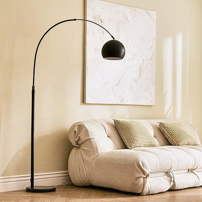 CO-Z Modern Arc Floor Lamp 69", Arch Floor Lamps with LED Bulb, Inner White Metal Shade and Marble Base, Contemporary Standing Light for Living Room Couch Sofa