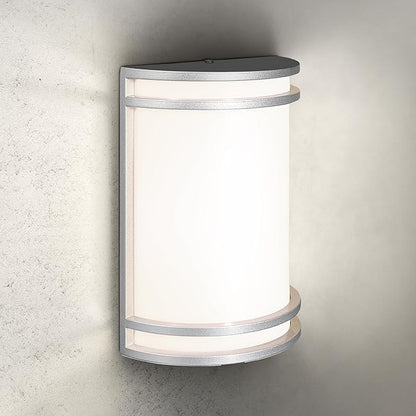 ASD 10 Inch LED Outdoor & Indoor Wall Mount Light Fixture - Brushed Nickel Modern Wall Sconce Lighting - 15W 120-277V 3000K 4000K 5000K Adjustable Dimmable Front Door & Patio Exterior Lights - ETL