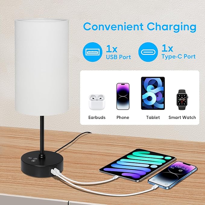 Unicozin 17Inch Table Lamp, 3 CCT 3000K/4500K/6500K & RGB Color Changing, Stepless Dimmable Bedside Lamp for Reading, Ambience Nightstand Light for Home Decor Party, Cream Shade