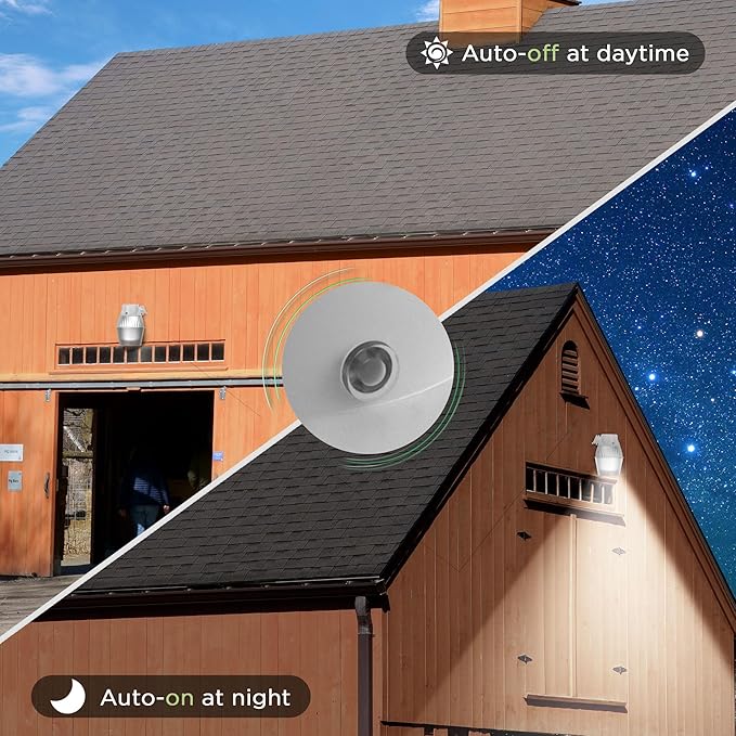 250W Equivalent Barn Light with 29W LED bulb Outdoor Dusk to Dawn Area and Flood Light with Photocell UL Listed LED Security Light for barn Garage Yard Warehouse 4000K 3300LM 120Vac Gray 1Pack