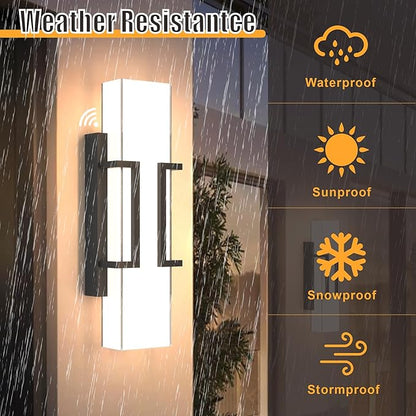 Hyunbae Dusk to Dawn Outdoor Lighting Fixtures, Sensor Modern Outdoor Wall Sconce, LED Wall Mount Porch Light, Dimmable IP65 Waterproof Outside Wall Lights for House Doorway Garage Entryway, 3000K