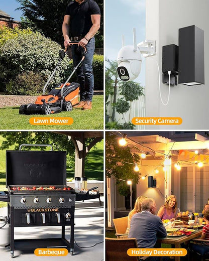 RAYVO Porch Light with Outlet Dusk to Dawn Outdoor Light Fixture Wall Mount with Matte Black Finish, Square Up and Down Lights Outdoor Sconce Aluminum Outside Lights for House Porch Garage Patio