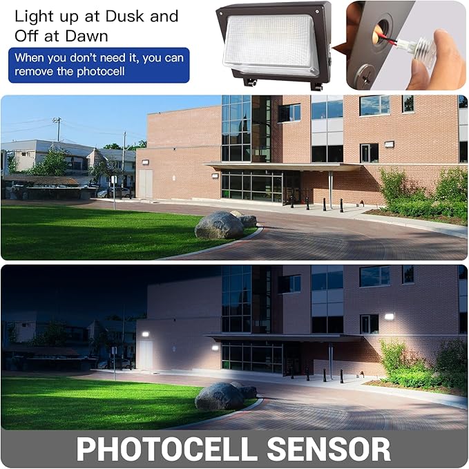 JTT 4pack 120W/96W/72W LED Wall Pack Light with Dusk to Dawn Photocell,18000LM 6000K/5000K/4000K Daylight IP65 Waterproof WallPack Lights Outdoor LED [Eqv. 800W HPS/HID] for Parking Lot,Warehouse,Yard