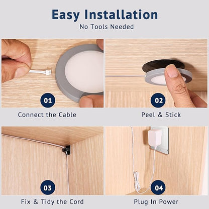 V4light Smart Plug-in Light Pucks, Under Counter Lighting for Kitchen & Display Shelves, Works with Alexa & Google Assistant, App, Voice,Remote & Hand Control, Dimmable & Adjustable Warm to Cool Light