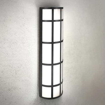 ASD 24 Inch LED Outdoor Wall Mount Light Fixture with Grid - Matte Black Modern Wall Sconce - 25W 120-277V 3000K 4000K 5000K Adjustable - Dimmable Exterior Lights - Front Door, Patio - ETL
