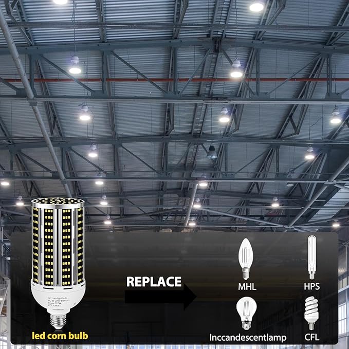 120W 2 pack LED Corn Light Bulb(1200W Equivalent ) ,Commercial Grade DayLight 5000K E26/E39 15900LM Medium Mogul Base LED Lamp,Large Area Lights For Outdoor Indoor Garage Warehouse Factory Bay Light