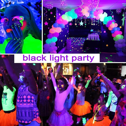 BR30 UV Black Light Bulbs 2 Pack for Glow Party -15W (100w Equivalent) E26 UVA 385-410 nm, Big LED Blacklight Flood Light Bulb for Room, Body Paints, Fluorescent Poster, Halloween, Blacklight Party