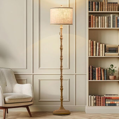 63.5'' Floor Lamps for Living Room, Farmhouse Floor Lamp for Bedroom with 3 Color Temperatures, Vintage Standing Lamps for Living Room, Living Room Light, Chain Switch, Bulb Included, Cream
