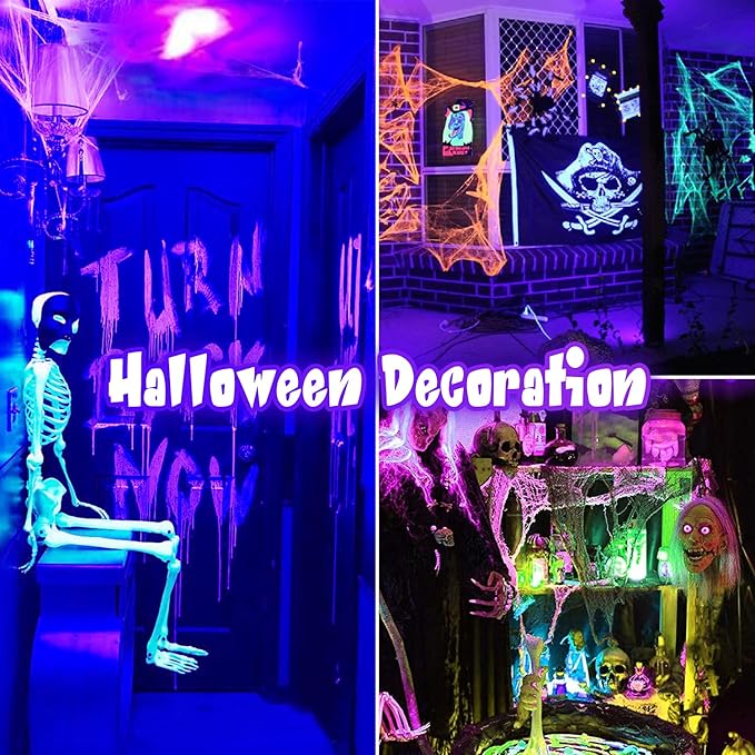 KINGBO Black Light Bulbs, 2 Pack 36W LED Blacklight Bulbs E26 PAR38 Glow in The Dark, UV Black Bulb 395nm LEDs for Blacklight Party, Fluorescent Art, Holiday Decorations, Acrylic Pouring Light