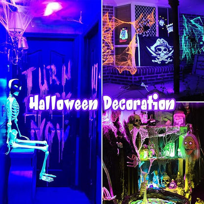 KINGBO Black Light Bulbs, 2 Pack 36W LED Blacklight Bulbs E26 PAR38 Glow in The Dark, UV Black Bulb 395nm LEDs for Blacklight Party, Fluorescent Art, Holiday Decorations, Acrylic Pouring Light