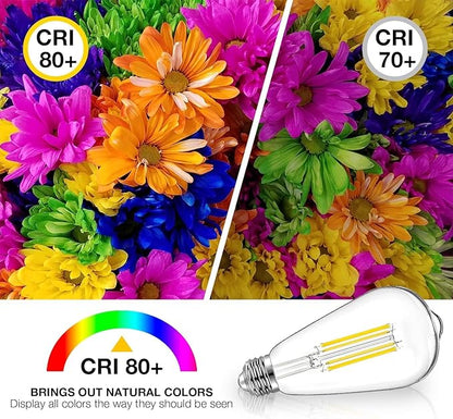 DAYBETTER 10 Pack Vintage LED Edison Bulbs, E26 Dimmable LED Bulb, 60 watt Equivalent, ST58 Antique Filament Light Bulbs with Warm White 2700K, Brightness 8W, 800LM, 80+ CRI, Clear Glass