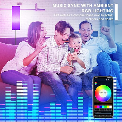 FRIDEKO HOME Floor Lamp, Color Changing Ambient Lighting for Living Room & Gaming Decor, Smart Standing Lamp with App & Remote Control, Tall Corner Lamp for Bedroom, 9W 800LM, Foot Switch, Beige Shade