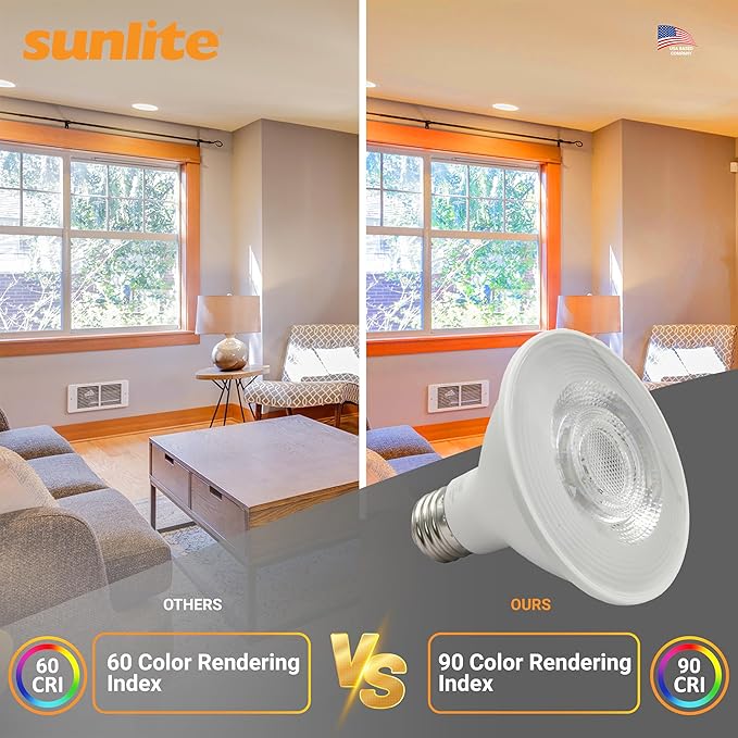 Sunlite Reflector PAR30 LED Bulb, Spotlight, 9W (75W=), 750 Lmns, Medium E26 Base, 90 CRI, Dimmable, Decorative Track Lighting Use, ETL, Title-20 Compliant, Bulk, 24 Pack, 40K-Cool White