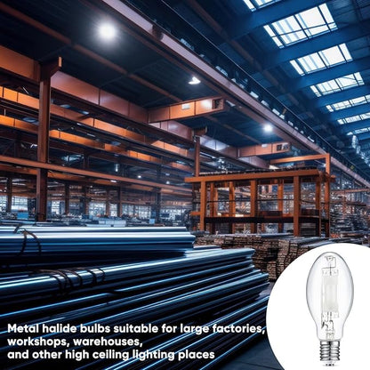 3 Pcs 175 Watt Lighting Metal Halide Lamp MH400/U/MOG 36000 Lumen 4000K Outdoor Light Bulb 12, 000 Hour Span Life Mogul Base (E39) ED28 High Intensity Discharge Metal Halide Bulb