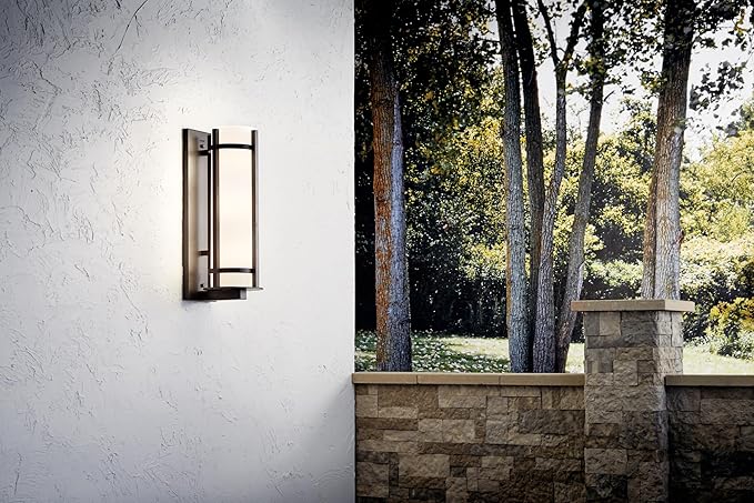 Kichler Camden 26" 3 Light Outdoor Wall Light with Opal Etched Glass in Anvil Iron