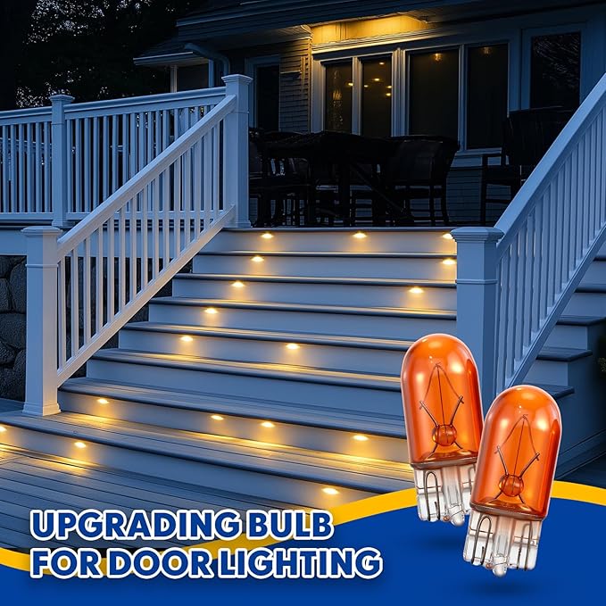 Honoson 20 Pieces 1/4 Wedge Base 12V 5W Bulb Clear Krypton Light Bulb for Landscape, RV and Cabinet Lighting(Amber Light)