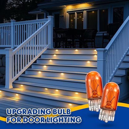 Honoson 20 Pieces 1/4 Wedge Base 12V 5W Bulb Clear Krypton Light Bulb for Landscape, RV and Cabinet Lighting(Amber Light)