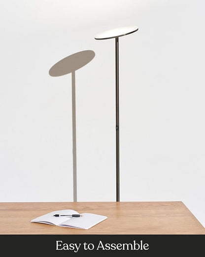 Brightech Sky LED Floor lamp, Torchiere Super Bright Floor Lamp for Living Room Decor & Office - Dimmable, Tall Standing Lamp with Warm Light for Bedroom & Reading - Bronze