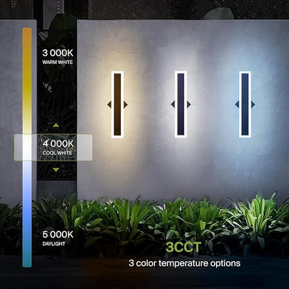 ASD LED 18" Long Wall Mount Light Fixture, Outdoor & Indoor Linear Sconce | 3CCT, Dimmable, Waterproof, Anti-Rust, ETL Listed | 18W 1500LM 3000-5000K 100-277V | Exterior Porch Lighting | Black, 2 Pack