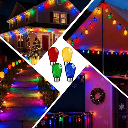 Mudder 60 Pack Light Bulbs 1w Replacement LED Light Bulbs S14 Shatterproof Waterproof String Lights Outdoor Indoor LED Lights Patio Bulb, E26 110v Regular Base(Multicolor,60 Pack)