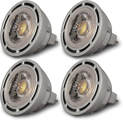 SunLight2® Premium Edition | MR16 LED Bulb 7W | 12V AC | 3000K to 1800K Dim to Warm | CRI 97+ | 24° Beam Angle GU5.3 Spotlight | Silver Finish | 4 Pack | Energy Efficient Flicker Free