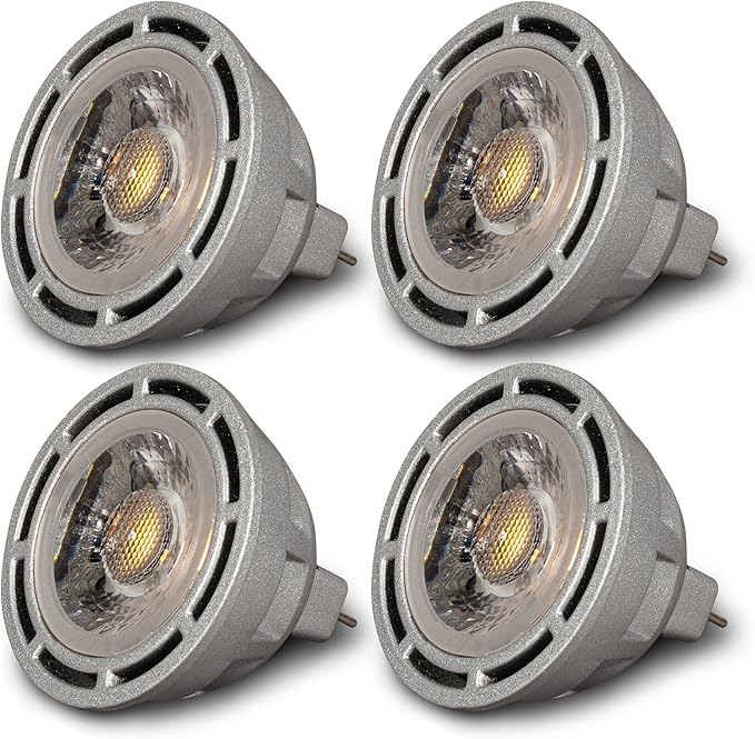 SunLight2® Premium Edition | MR16 LED Bulb 7W | 12V AC | 3000K to 1800K Dim to Warm | CRI 97+ | 36° Beam Angle GU5.3 Spotlight | Silver Finish | 4 Pack | Energy Efficient Flicker Free