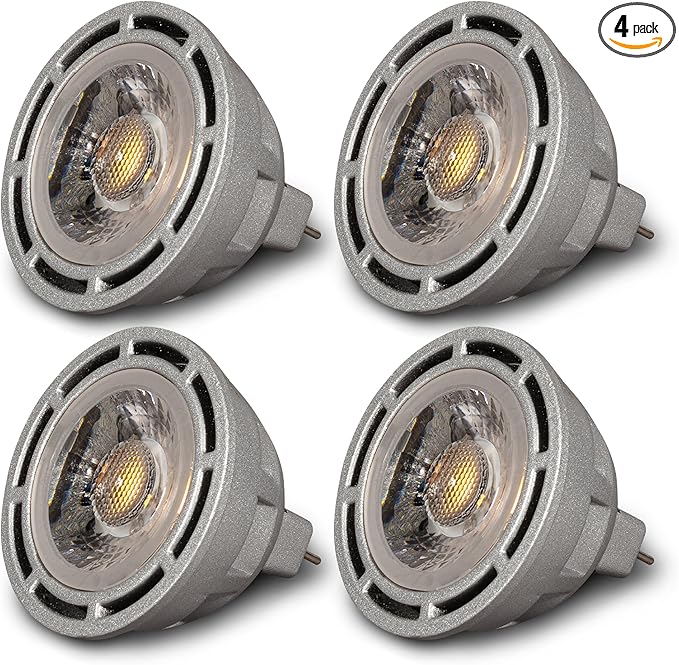 SunLight2® Premium Edition | MR16 LED Bulb 7W | 12V AC | 3000K to 1800K Dim to Warm | CRI 97+ | 24° Beam Angle GU5.3 Spotlight | Silver Finish | 4 Pack | Energy Efficient Flicker Free