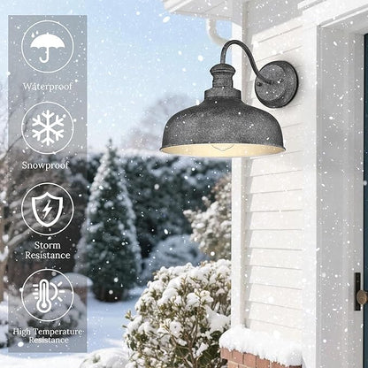 Outdoor Farmhouse Barn Light, Outside Wall Sconce, Weather Resistant Anti-Rust Farmhouse Exterior Wall Light, Outdoor Lantern Lamp for Porch, Garage, Patio, Entryway (Antique Black, 3 Pack)