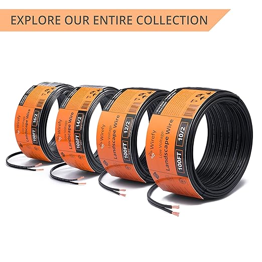 Wirefy 16/2 Low Voltage Landscape Wire 100 ft | Low Voltage Landscape Lighting Wire | Pure Copper | Outdoor Direct Burial | 16-Gauge 2-Conductor 100 Feet | UL Listed