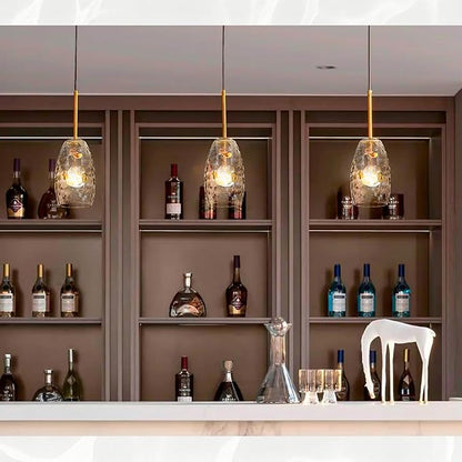 GO&SO 3-Pack Water Ripple Clear Glass Lamp Shades, Hand-Blown Light Fixture kitchen island Pendant Light -7.8"H Oval Fixtures,1.57" Fitter, E26 Base, Transparent Chandelier Shades Replacement Set